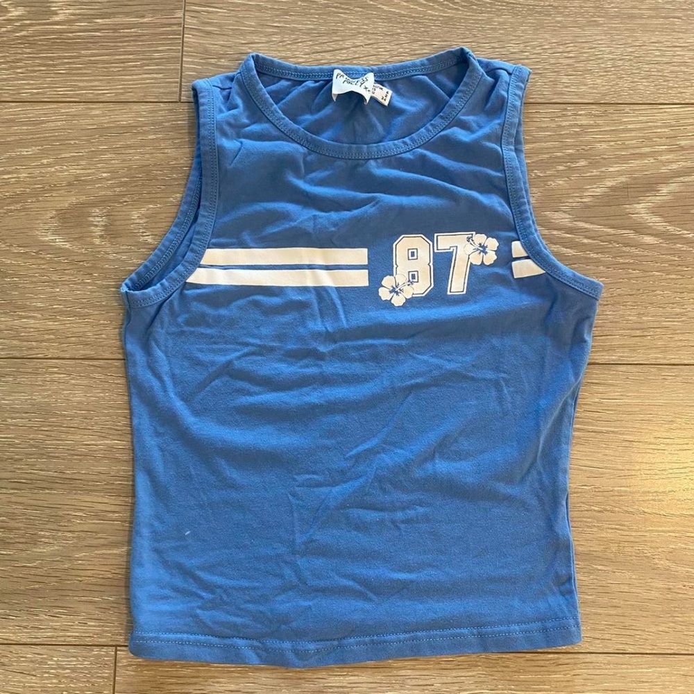 Princess Polly blue high neck tank top